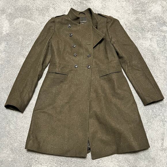 Banana Republic Jacket Womens Small Melton Military Wool Long Coat Green - Picture 1 of 11